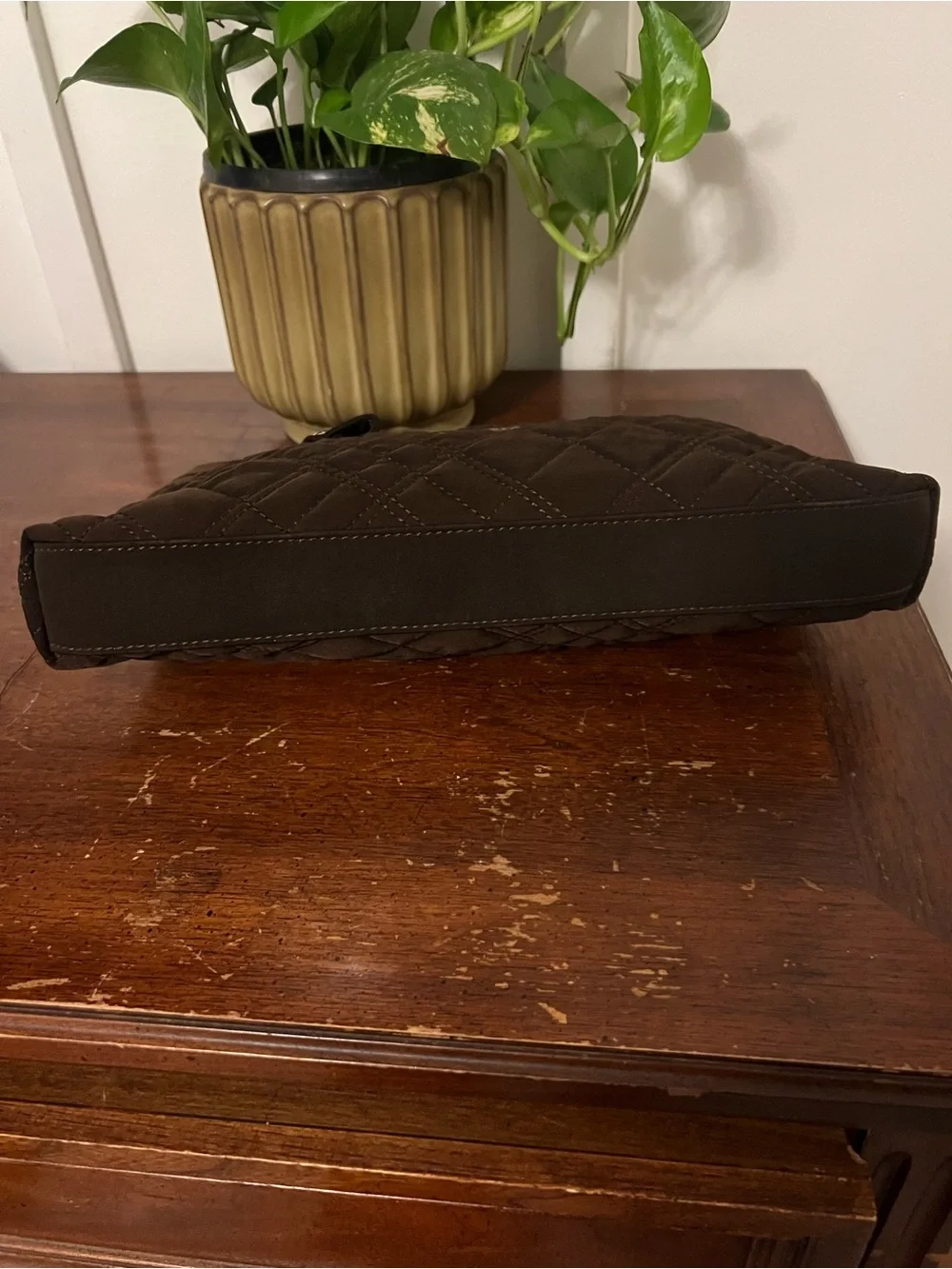 Vera Bradley Black Quilted Brown zebra lining inside Clutch